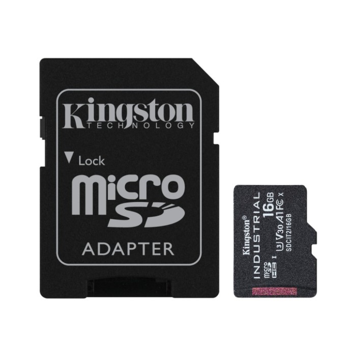 Spominska kartica SDHC-Micro 16GB Kingston - 100MB/s INDUSTRIAL C10 UHS-I, U3, V30 (SDCIT2/16GB) + adapter