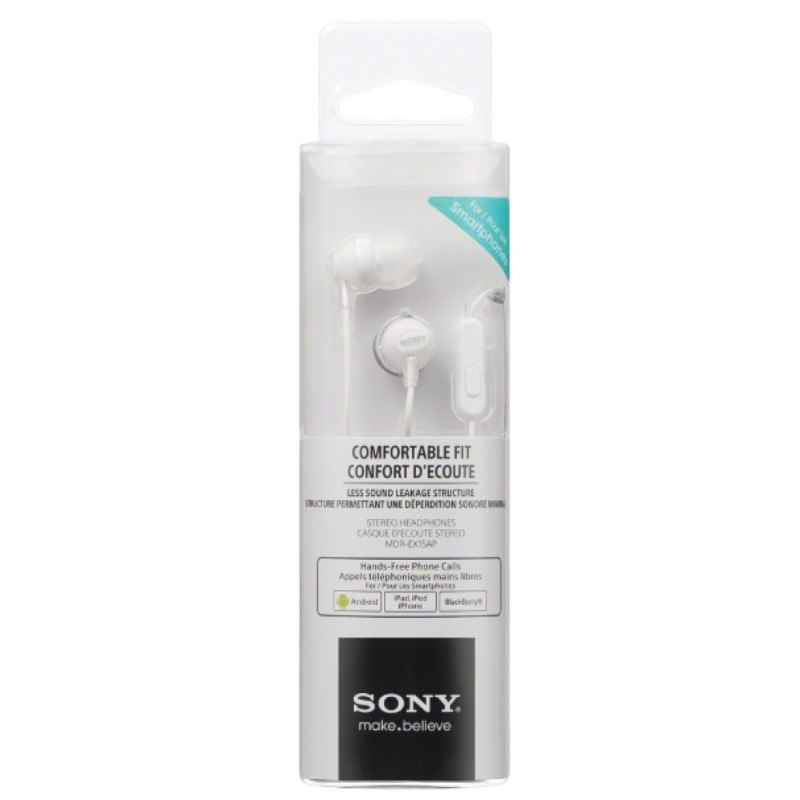 Slušalke žične ušesne 1x 3,5mm stereo Sony MDREX15AP z mikrofonom - bele Sony Slušalke žične ušesne 1x 3,5mm stereo Sony MDREX15AP z mikrofonom - bele