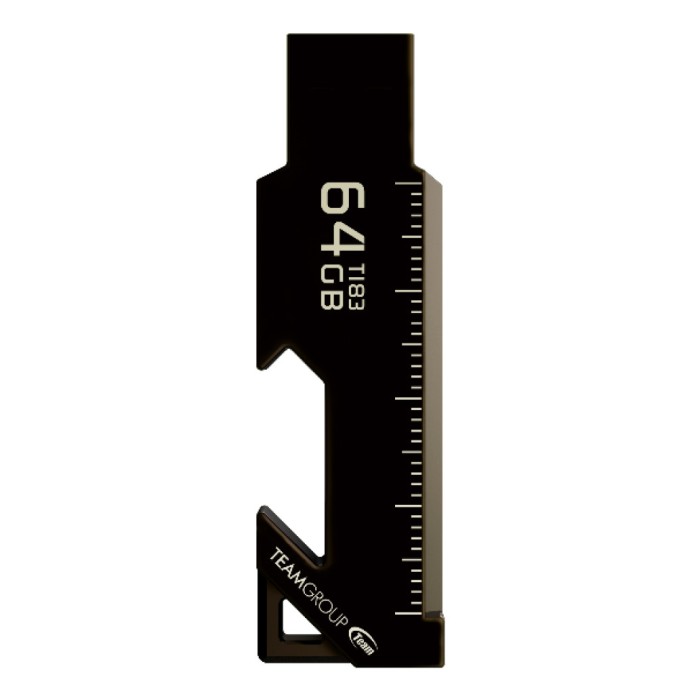 Spominski ključek 64GB USB 3.2 Teamgroup T183 90MB/s 35MB/s - kovinski/več funkcijski/črn (TT183364GF01)
