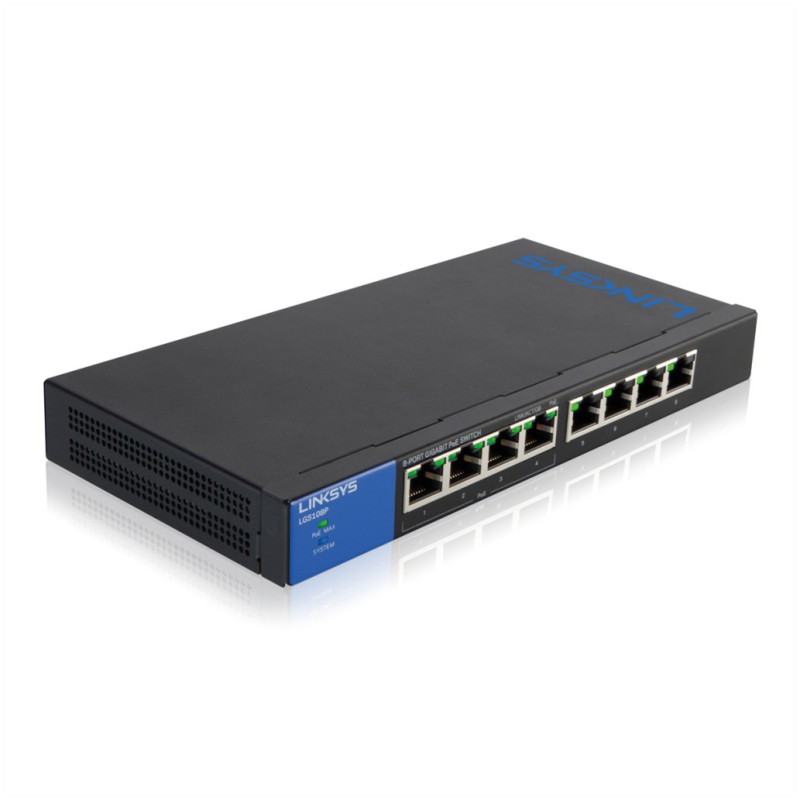 STIKALO 8-PORT Linksys 100/1000 PoE (LGS108P-EU) Linksys STIKALO 8-PORT Linksys 100/1000 PoE (LGS108P-EU)