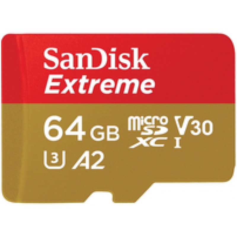 Spominska kartica SDXC-Micro 64GB Sandisk Etreme 160MB/s 60MB/s U3 V30 UHS-I (SDSQXA2-064G-GN6MA) +adapter SANDISK Spominska kartica SDXC-Micro 64GB Sandisk Etreme 160MB/s 60MB/s U3 V30 UHS-I (SDSQXA2-064G-GN6MA) +adapter