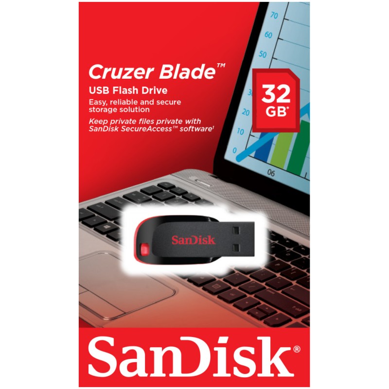Spominski ključek 32GB USB 2.0 Sandisk Cruzer Blade 15MB/s - plastičen/brez pokrovčka/črn (SDCZ50-032G-B35) SANDISK Spominski ključek 32GB USB 2.0 Sandisk Cruzer Blade 15MB/s - plastičen/brez pokrovčka/črn (SDCZ50-032G-B35)