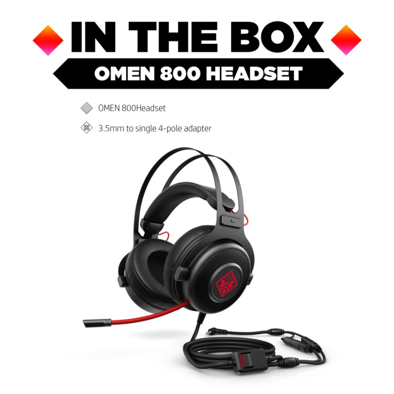 Slušalke HP 3.5 OMEN 800 Headset Gaming z mikrofonom (1KF76AA) HP Slušalke HP 3.5 OMEN 800 Headset Gaming z mikrofonom (1KF76AA)