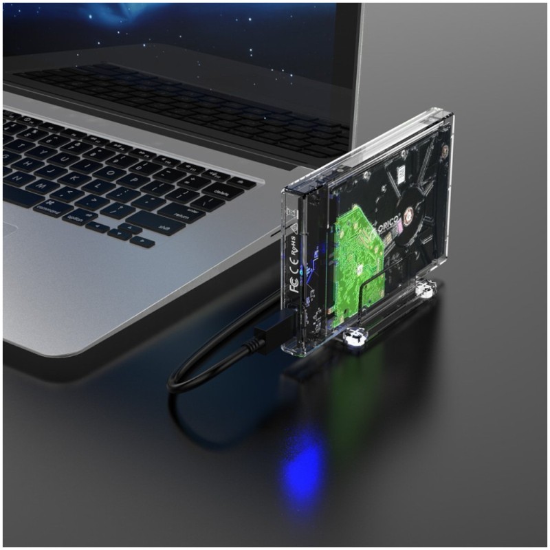 Ohišje za trdi disk 2,5 USB-C 3.1 Orico prozorno ohišje z stojalom + kabel (2159C3-CR-BP) Orico Ohišje za trdi disk 2,5 USB-C 3.1 Orico prozorno ohišje z stojalom + kabel (2159C3-CR-BP)