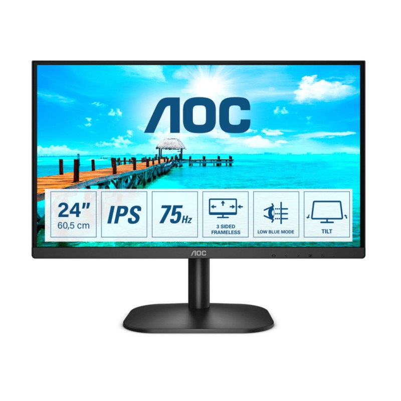 Monitor AOC 60,5 cm (23,8) 24B2XH 1920x1080 75Hz IPS 7ms VGA HDMI AOC Monitor AOC 60,5 cm (23,8) 24B2XH 1920x1080 75Hz IPS 7ms VGA HDMI