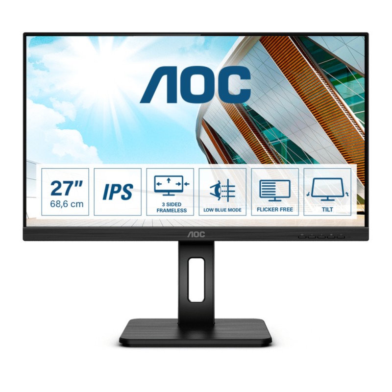 Monitor AOC 68,6 cm (27,0) 27P2Q 1920x1080 75Hz IPS 4ms VGA DVI HDMI DisplayPort 4xUSB3.2 Pivot Zvočniki  sRGB99% AOC Monitor AOC 68,6 cm (27,0) 27P2Q 1920x1080 75Hz IPS 4ms VGA DVI HDMI DisplayPort 4xUSB3.2 Pivot Zvočniki  sRGB99%