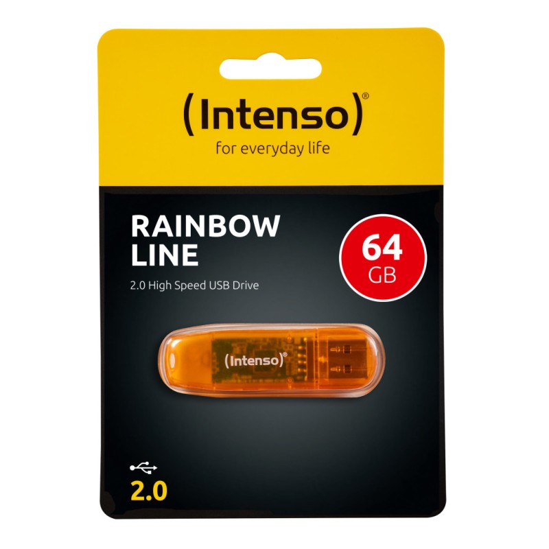 Spominski ključek 64GB USB 2.0 Intenso Rainbow Line 28MB/s 6,5MB/s - plastičen/s pokrovčkom/oranžen (3502490) INTENSO Spominski ključek 64GB USB 2.0 Intenso Rainbow Line 28MB/s 6,5MB/s - plastičen/s pokrovčkom/oranžen (3502490)