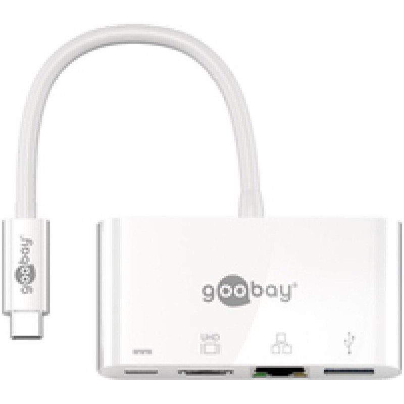 Priklopna postaja USB-C => HDMI ETH LAN 1x USB 3.0 1x USB-C PD 60W Goobay bel (62105) Goobay Priklopna postaja USB-C => HDMI ETH LAN 1x USB 3.0 1x USB-C PD 60W Goobay bel (62105)