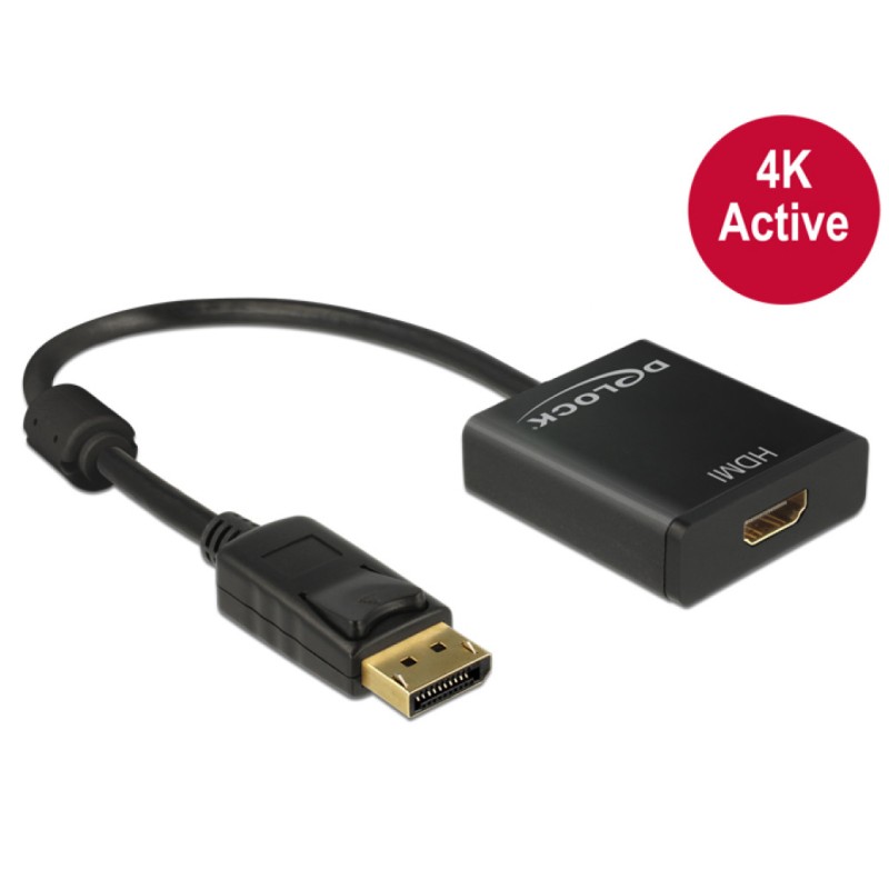 Pretvornik DisplayPort 1.2 (m) => HDMI (ž) 20cm 4K30Hz Delock aktivni (62607) Delock Pretvornik DisplayPort 1.2 (m) => HDMI (ž) 20cm 4K30Hz Delock aktivni (62607)
