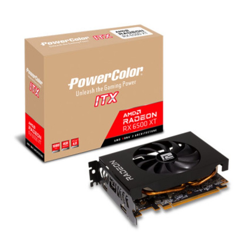 Grafična kartica AMD RX 6500XT PowerColor ITX - 4GB GDDR6 | 1xDisplayport 1.4a 1xHDMI 2.1a (AXRX 6500XT 4GBD6-DH) PowerColor Grafična kartica AMD RX 6500XT PowerColor ITX - 4GB GDDR6 | 1xDisplayport 1.4a 1xHDMI 2.1a (AXRX 6500XT 4GBD6-DH)