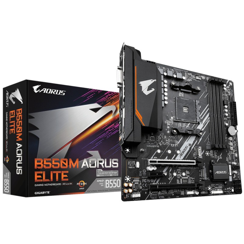 Osnovna plošča AM4 GigaByte B550M AORUS ELITE microATX DVI-D HDMI GIGABYTE Osnovna plošča AM4 GigaByte B550M AORUS ELITE microATX DVI-D HDMI
