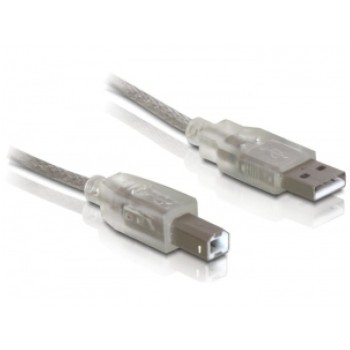 Kabel USB A => B 0,50m dvojno oklopljen transparent Delock 82057 Kabel USB A => B 0,50m dvojno oklopljen transparent Delock 82057