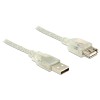 Kabel USB-A => USB-A 2.0 Podaljšek 5m Delock transparent dvojno oklopljen (83885) Delock Kabel USB-A => USB-A 2.0 Podaljšek 5m Delock transparent dvojno oklopljen (83885)