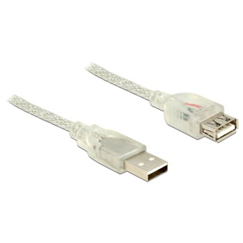 Kabel USB-A => USB-A 2.0 Podaljšek 5m Delock transparent dvojno oklopljen (83885) Kabel USB-A => USB-A 2.0 Podaljšek 5m Delock transparent dvojno oklopljen (83885)