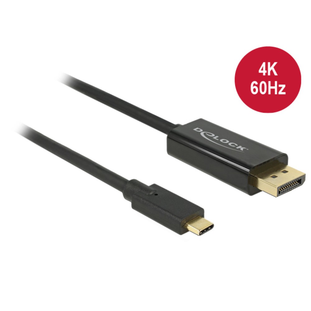 Kabel USB-C => DisplayPort 2,0m Delock 4K@60Hz - črn (85256) Delock Kabel USB-C => DisplayPort 2,0m Delock 4K@60Hz - črn (85256)