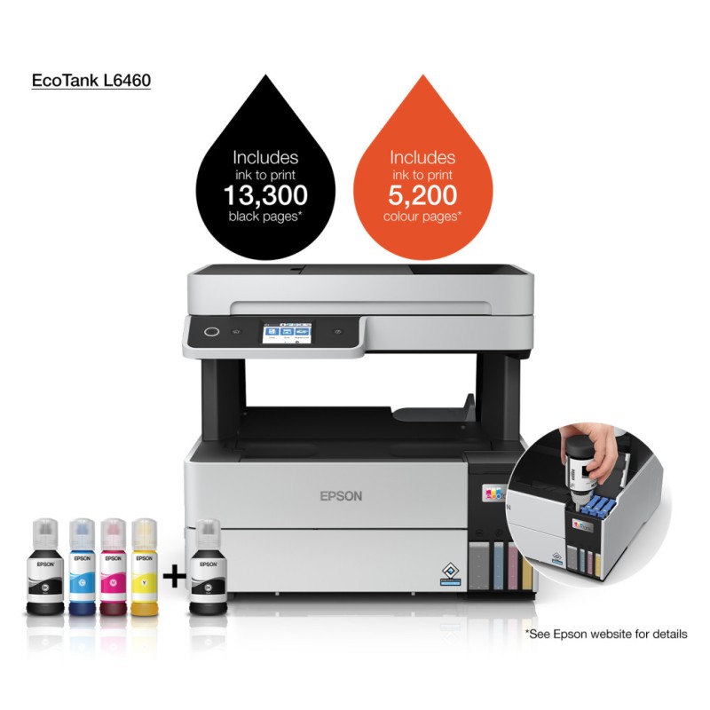 Tiskalnik Brizgalni Barvni Multifunkcijski EPSON EcoTank L6460 A4/tiskanje/skeniranje/kopiranje (C11CJ89403) Epson Tiskalnik Brizgalni Barvni Multifunkcijski EPSON EcoTank L6460 A4/tiskanje/skeniranje/kopiranje (C11CJ89403)