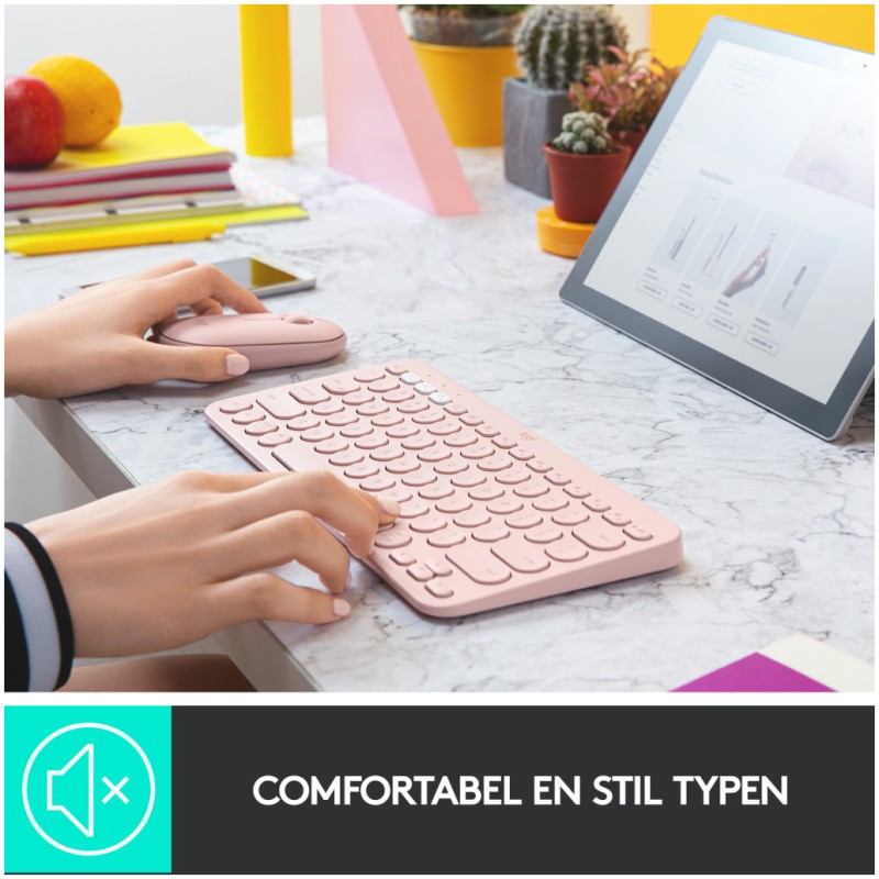 Tipkovnica Logitech brezžična K380 Multi-Device SLO mini roza SLO gravura (920-009867) LOGITECH Tipkovnica Logitech brezžična K380 Multi-Device SLO mini roza SLO gravura (920-009867)