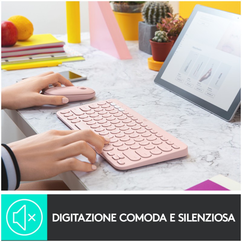 Tipkovnica Logitech brezžična K380 Multi-Device SLO mini roza SLO gravura (920-009867) LOGITECH Tipkovnica Logitech brezžična K380 Multi-Device SLO mini roza SLO gravura (920-009867)