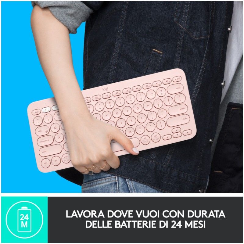 Tipkovnica Logitech brezžična K380 Multi-Device SLO mini roza SLO gravura (920-009867) LOGITECH Tipkovnica Logitech brezžična K380 Multi-Device SLO mini roza SLO gravura (920-009867)