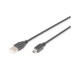 Kabel USB A => B Mini 5pin 3,0m dvojno oklopljen črn Digitus (AK-300108-030-S) Digitus Kabel USB A => B Mini 5pin 3,0m dvojno oklopljen črn Digitus (AK-300108-030-S)
