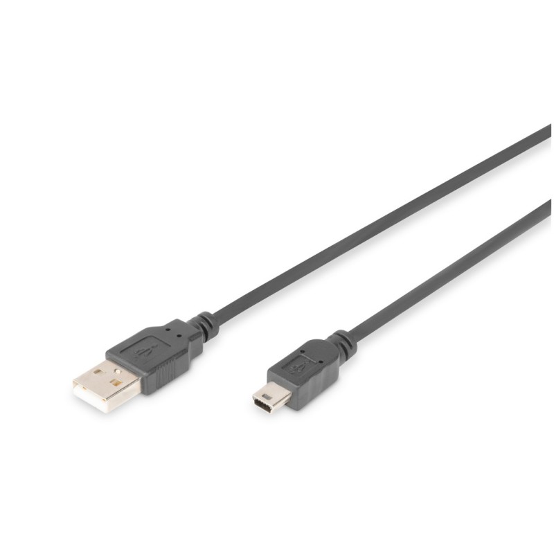 Kabel USB A => B Mini 5pin 3,0m dvojno oklopljen črn Digitus (AK-300108-030-S) Digitus Kabel USB A => B Mini 5pin 3,0m dvojno oklopljen črn Digitus (AK-300108-030-S)