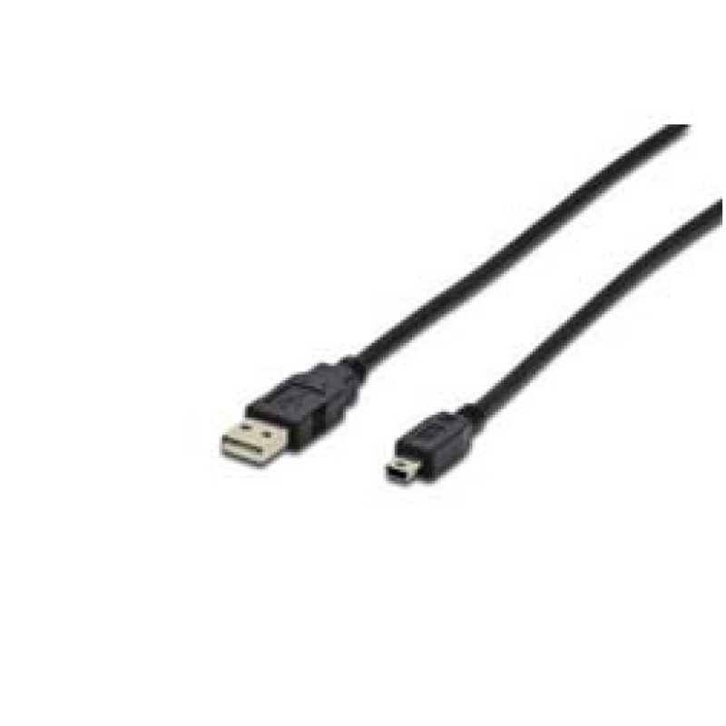 Kabel USB A => B Mini 5pin 3,0m dvojno oklopljen črn Digitus (AK-300108-030-S) Digitus Kabel USB A => B Mini 5pin 3,0m dvojno oklopljen črn Digitus (AK-300108-030-S)