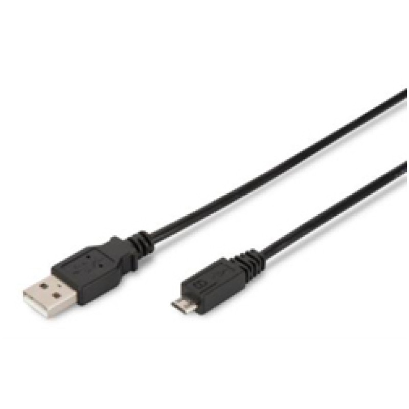 Kabel USB A => B micro 1,0m (za mobitele) dvojno oklopljen Digitus (AK-300110-010-S) Digitus Kabel USB A => B micro 1,0m (za mobitele) dvojno oklopljen Digitus (AK-300110-010-S)