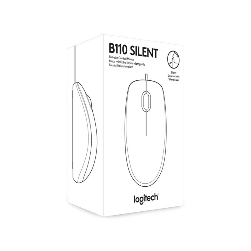 Miš  Logitech USB B110 Optična Silent OEM črna - For Business (910-005508)