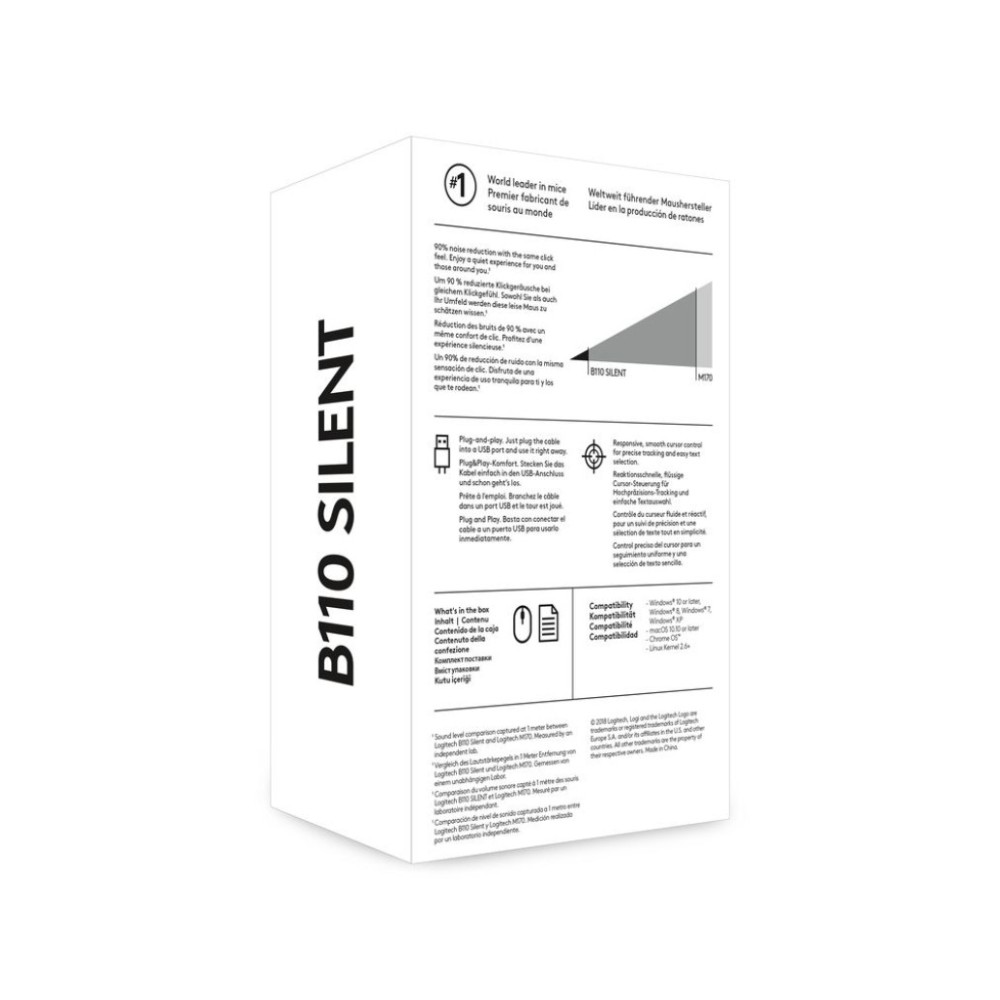 Miš Logitech USB B110 Optična Silent OEM črna - For Business (910-005508) LOGITECH Miš Logitech USB B110 Optična Silent OEM črna - For Business (910-005508)