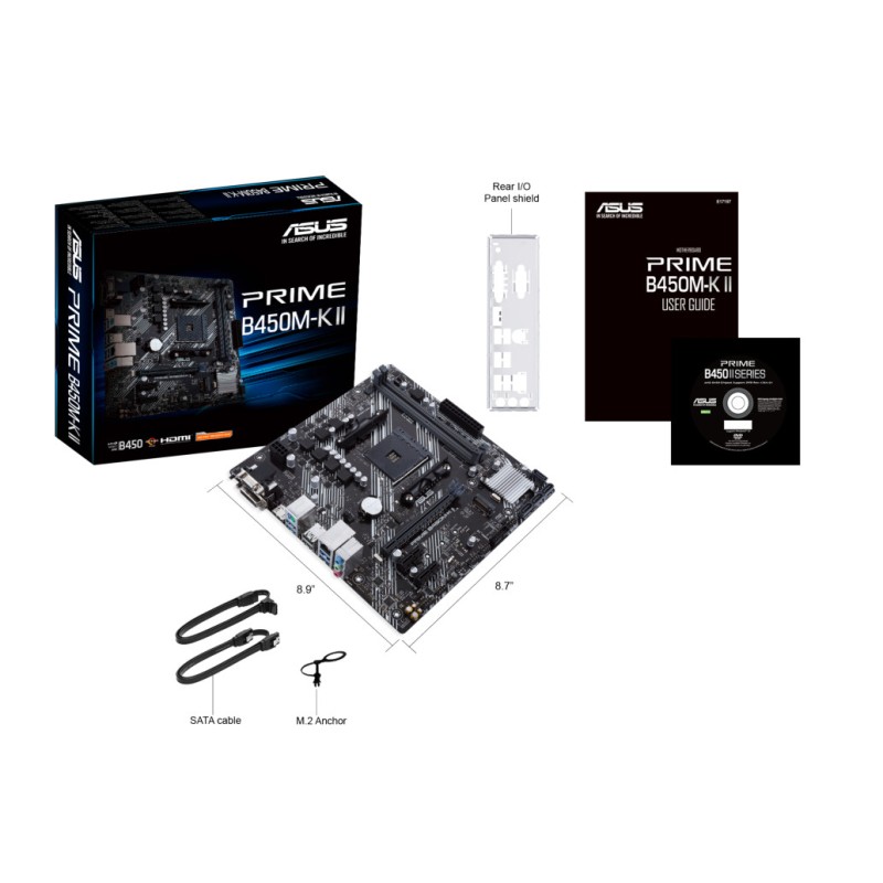 Osnovna plošča AM4 Asus PRIME B450M-K II microATX M.2 VGA DVI HDMI ASUS Osnovna plošča AM4 Asus PRIME B450M-K II microATX M.2 VGA DVI HDMI