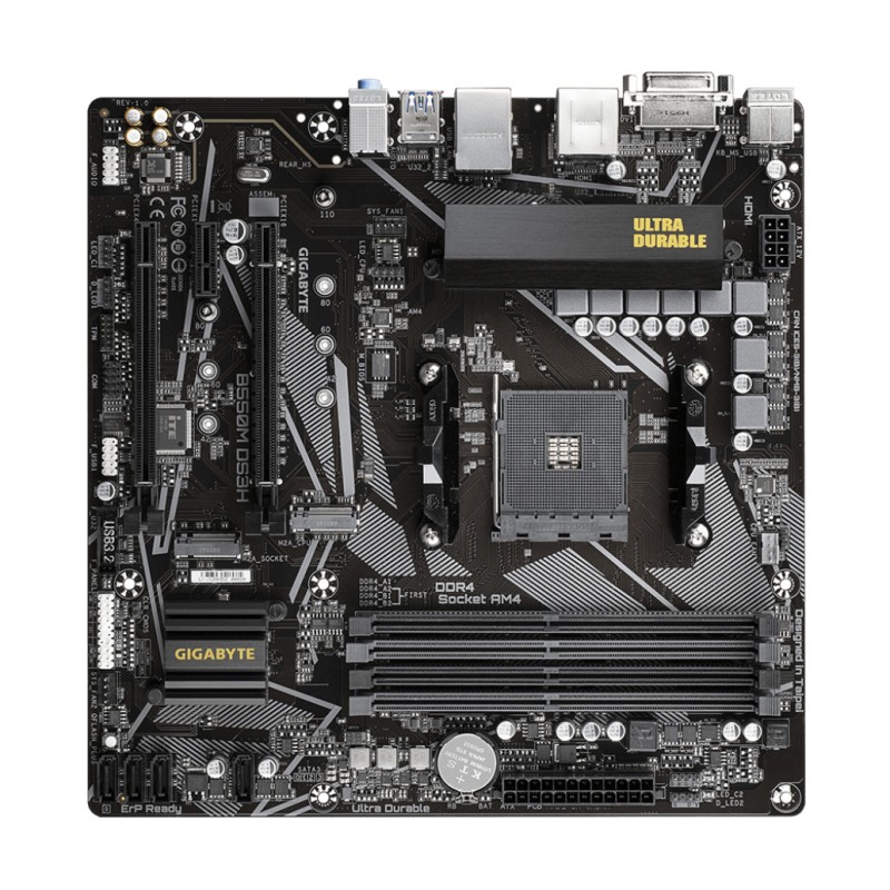Osnovna plošča AM4 GigaByte B550M DS3H microATX 1xDVI-D 1xHDMI 2.1 1xDisplayPort 1.4 GIGABYTE Osnovna plošča AM4 GigaByte B550M DS3H microATX 1xDVI-D 1xHDMI 2.1 1xDisplayPort 1.4