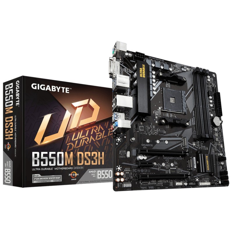 Osnovna plošča AM4 GigaByte B550M DS3H microATX 1xDVI-D 1xHDMI 2.1 1xDisplayPort 1.4 GIGABYTE Osnovna plošča AM4 GigaByte B550M DS3H microATX 1xDVI-D 1xHDMI 2.1 1xDisplayPort 1.4