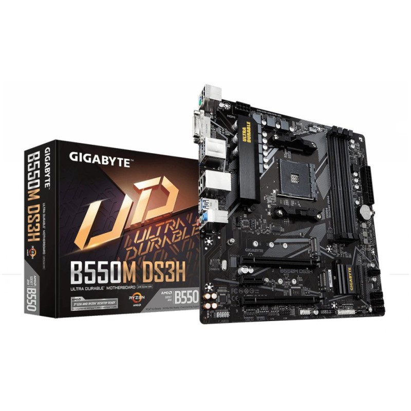 Osnovna plošča AM4 GigaByte B550M DS3H microATX 1xDVI-D 1xHDMI 2.1 1xDisplayPort 1.4 GIGABYTE Osnovna plošča AM4 GigaByte B550M DS3H microATX 1xDVI-D 1xHDMI 2.1 1xDisplayPort 1.4