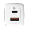 Hišni polnilec 100-240V => 1x USB-C in 1x USB-A 65W za mobilni telefon ali tablični računalnik Baseus GaN2 Lite PD3 + QC4 + SCP - bel (CCGAN2L-B02)