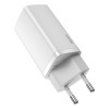 Hišni polnilec 100-240V => 1x USB-C in 1x USB-A 65W za mobilni telefon ali tablični računalnik Baseus GaN2 Lite PD3 + QC4 + SCP - bel (CCGAN2L-B02)