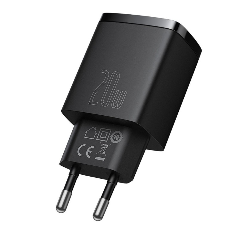 Hišni polnilec 100-240V => 1x USB-A (ž) 1x USB-C 20W za mobilni telefon ali tablični računalnik Baseus PD3 + QC3 - črn (CCXJ-B01) EOLS-P Baseus Hišni polnilec 100-240V => 1x USB-A (ž) 1x USB-C 20W za mobilni telefon ali tablični računalnik Baseus PD3 + QC3 - črn (CCXJ-B01) EOLS-P