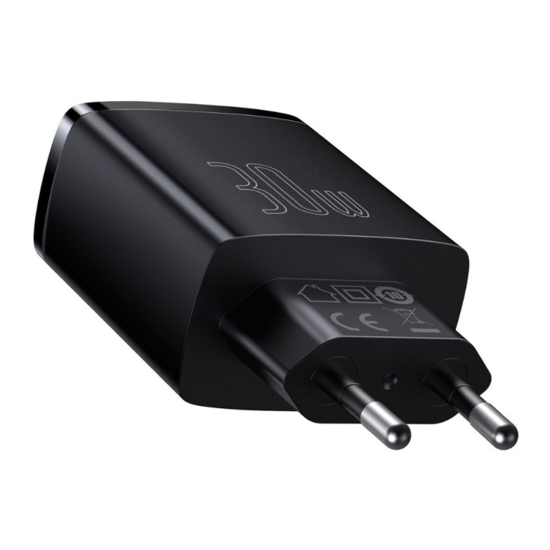 Hišni polnilec 100-240V => 2x USB-A (ž) 1x USB-C 30W za mobilni telefon ali tablični računalnik Baseus PD3 + QC3 - črn (CCXJ-E01) Baseus Hišni polnilec 100-240V => 2x USB-A (ž) 1x USB-C 30W za mobilni telefon ali tablični računalnik Baseus PD3 + QC3 - črn (CCXJ-E01)