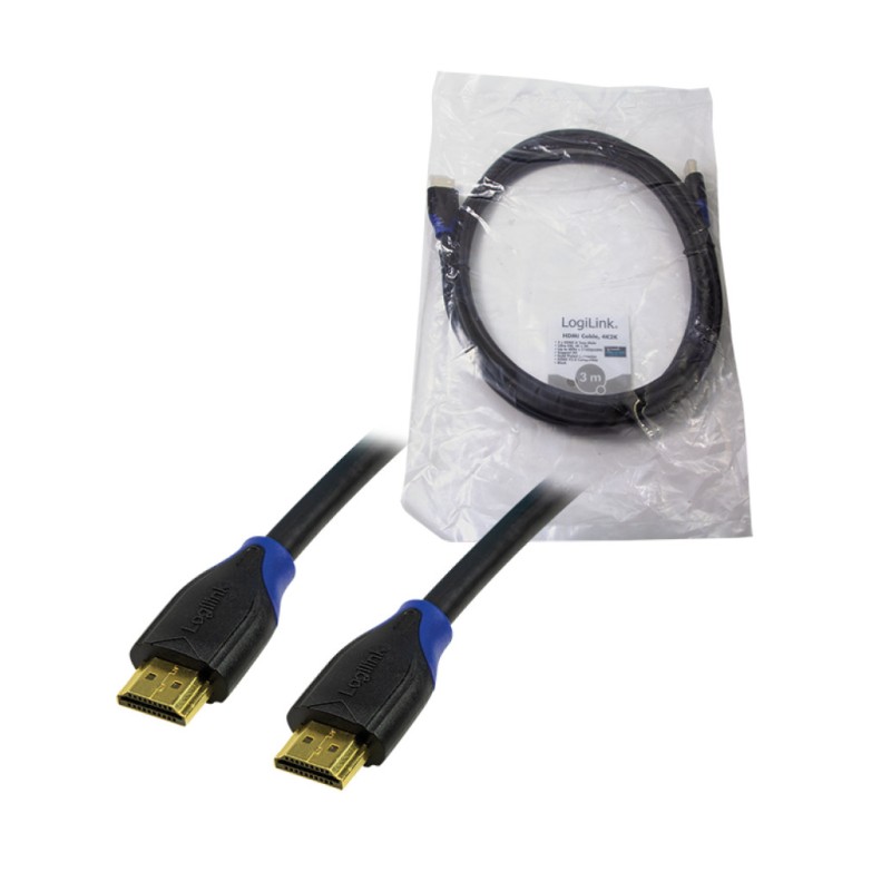 KABEL HDMI/HDMI M/M 3,0m LogiLink pozlačeni kontakti V2,0 4K/60Hz (CH0063) LOGILINK KABEL HDMI/HDMI M/M 3,0m LogiLink pozlačeni kontakti V2,0 4K/60Hz (CH0063)