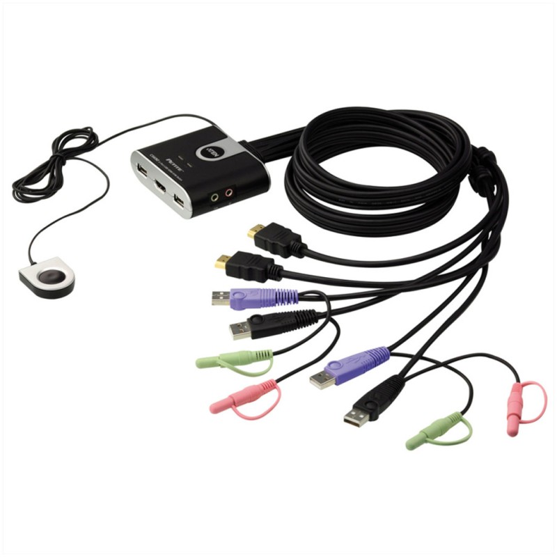 Podatkovni preklopnik Aten AUTO 2:1 mini 2xKVM 3xHDMI 2xUSB 6xUSB 3xAudio s kabli CS692 Aten Podatkovni preklopnik Aten AUTO 2:1 mini 2xKVM 3xHDMI 2xUSB 6xUSB 3xAudio s kabli CS692