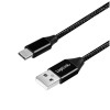 Kabel USB-C => USB-A 2.0 tekstil ovoj 1,00m 5V/3A 480MBs LogiLink črn (CU0140)