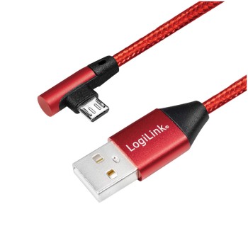 Kabel USB A => B micro tekstil ovoj 0,30m 90° (za mobitele) LogiLink rdeč (CU0149) EOLS-P Kabel USB A => B micro tekstil ovoj 0,30m 90° (za mobitele) LogiLink rdeč (CU0149) EOLS-P