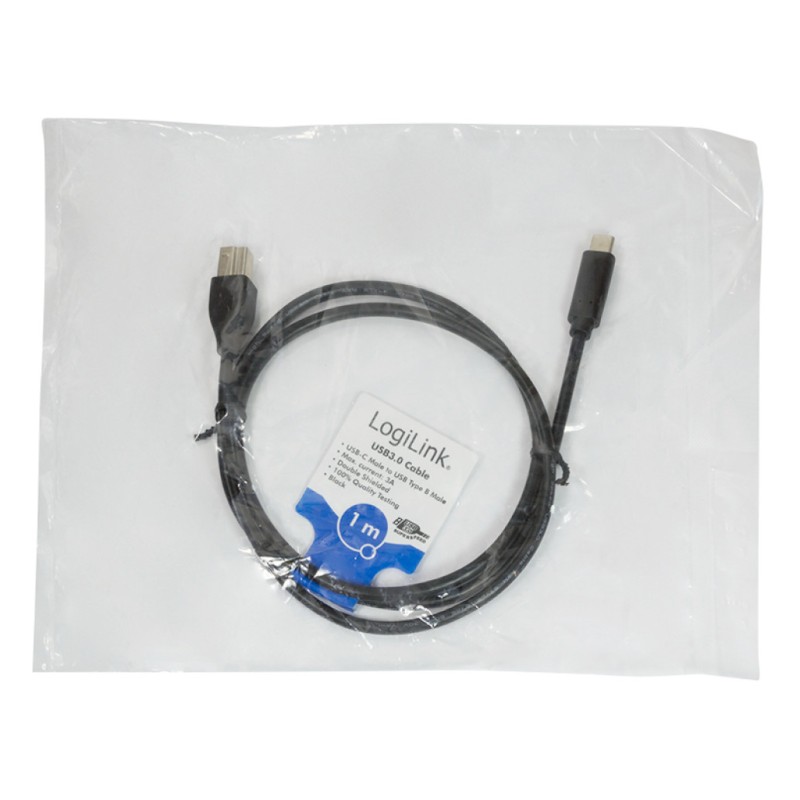 Kabel USB-C => USB B 3.2 Gen1x1 A 1,00m Logilink - črn (CU0162) EOLS-P LOGILINK Kabel USB-C => USB B 3.2 Gen1x1 A 1,00m Logilink - črn (CU0162) EOLS-P