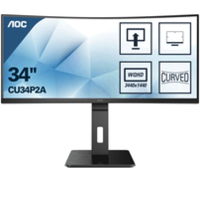Monitor AOC 86,4 cm (34,0) CU34P2A 3440x1440 Curved 100Hz VA 1ms 2xHDMI DisplayPort 4xUSB3.0 HAS Zvočniki 2x3W  3H sRGB120% AdaptiveSync