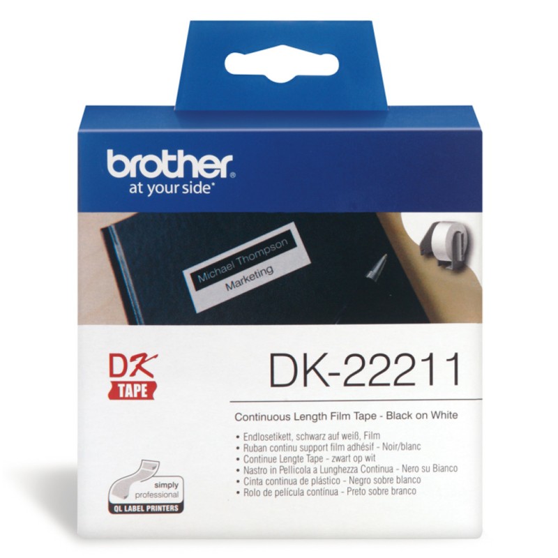 Nalepke za tiskalnik Brother DK22211 neskončne nalepke - film bel 29mm x 15,24m Brother Nalepke za tiskalnik Brother DK22211 neskončne nalepke - film bel 29mm x 15,24m