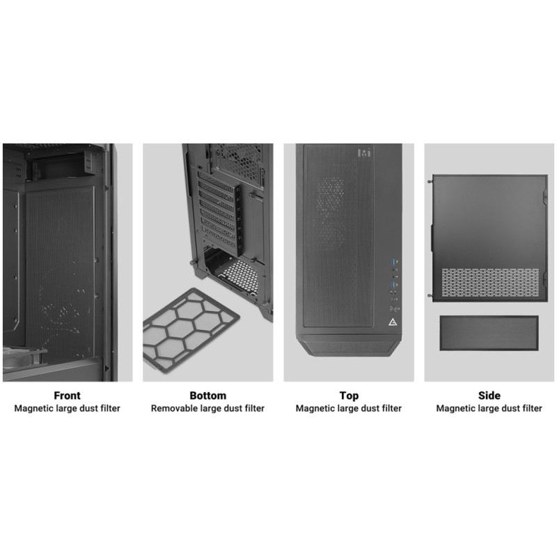 Ohišje Antec DP502 Flux Dark Phantom MidiATX - črna RGB ANTEC Ohišje Antec DP502 Flux Dark Phantom MidiATX - črna RGB