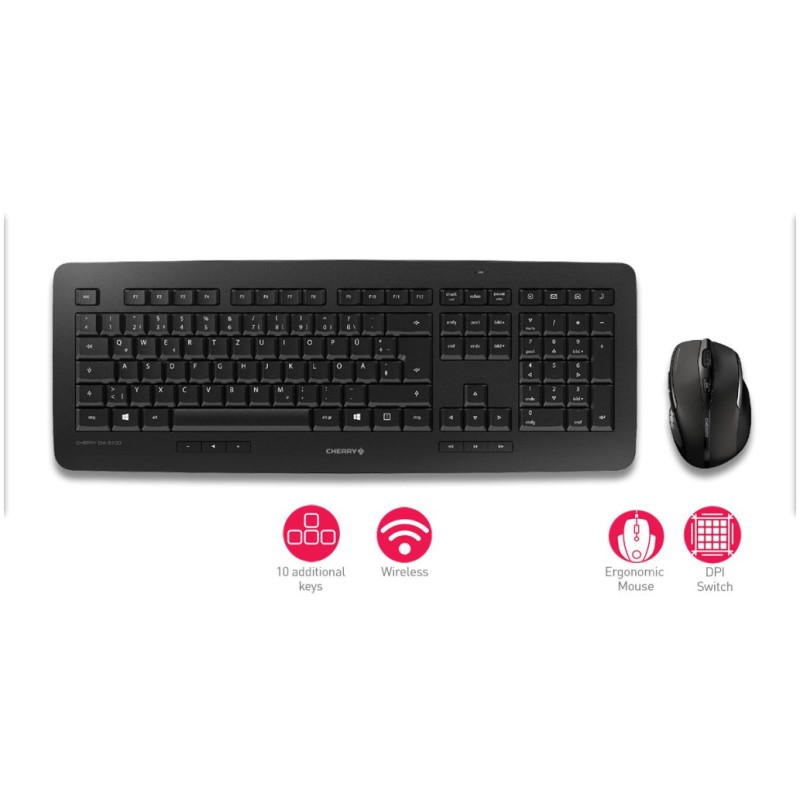 Tipkovnica +MIŠ Cherry Brezžična Desktop DW 5100 SLO (JD-0520SL-2) Cherry Tipkovnica +MIŠ Cherry Brezžična Desktop DW 5100 SLO (JD-0520SL-2)