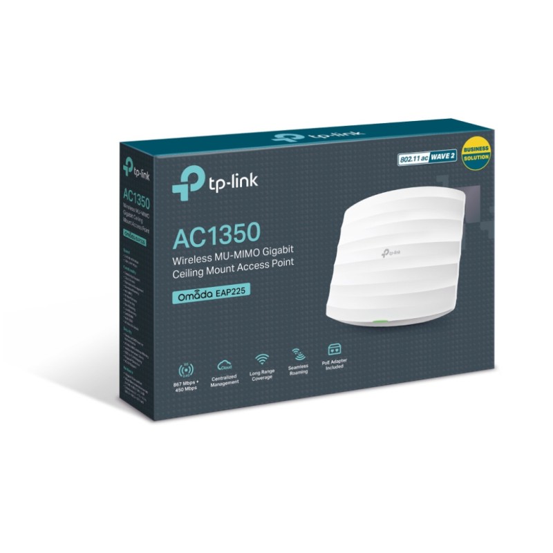 Dostopna točka TP-Link Omada AC1350 867Mbit/s 1xRJ45 MU-MIMO 4x notranja antena (EAP225 AC1350) TP-LINK Dostopna točka TP-Link Omada AC1350 867Mbit/s 1xRJ45 MU-MIMO 4x notranja antena (EAP225 AC1350)