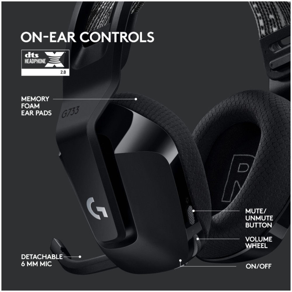 Slušalke gaming Logitech brezžične G733 Lightspeed 2,4Hz - črne (981-000864) LOGITECH Slušalke gaming Logitech brezžične G733 Lightspeed 2,4Hz - črne (981-000864)