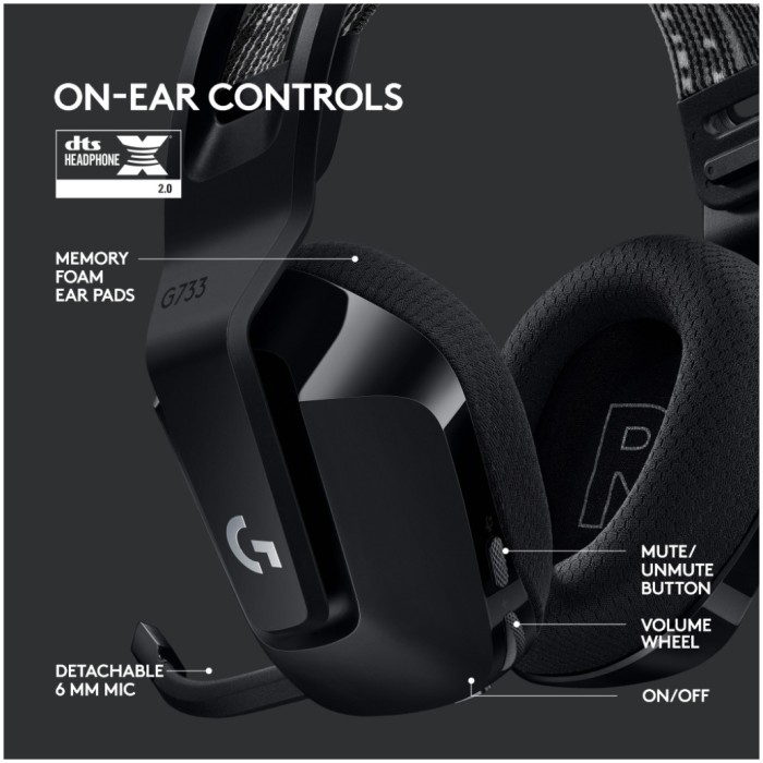 Slušalke gaming Logitech brezžične G733 Lightspeed 2,4Hz - črne (981-000864) Slušalke gaming Logitech brezžične G733 Lightspeed 2,4Hz - črne (981-000864)
