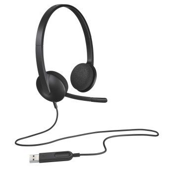 Slušalke žične Logitech naglavne z mikrofonom USB H340 Headset črne (981-000475)